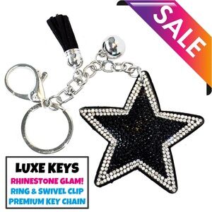 Luxe Keys Rhinestone Keychain- Black Star